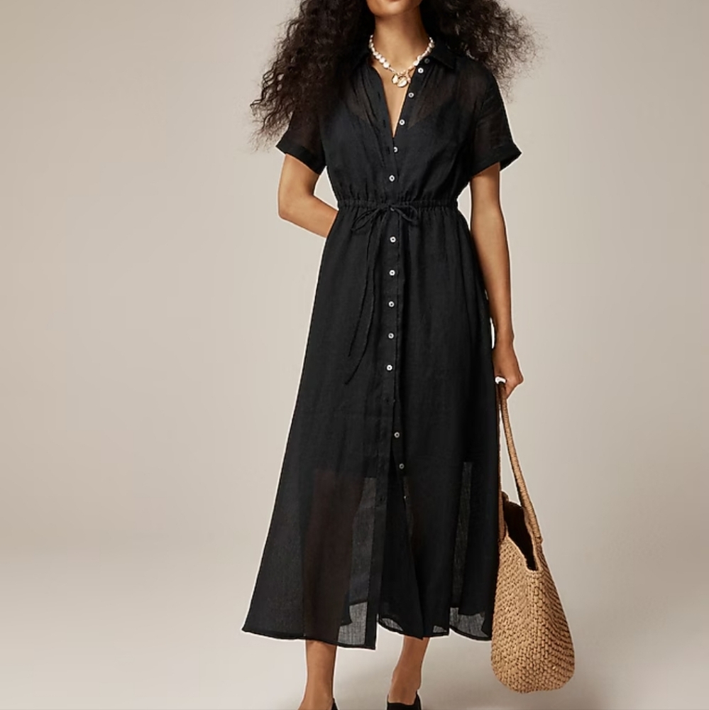 J. Crew Cerise Shirtdress in Ramie - black